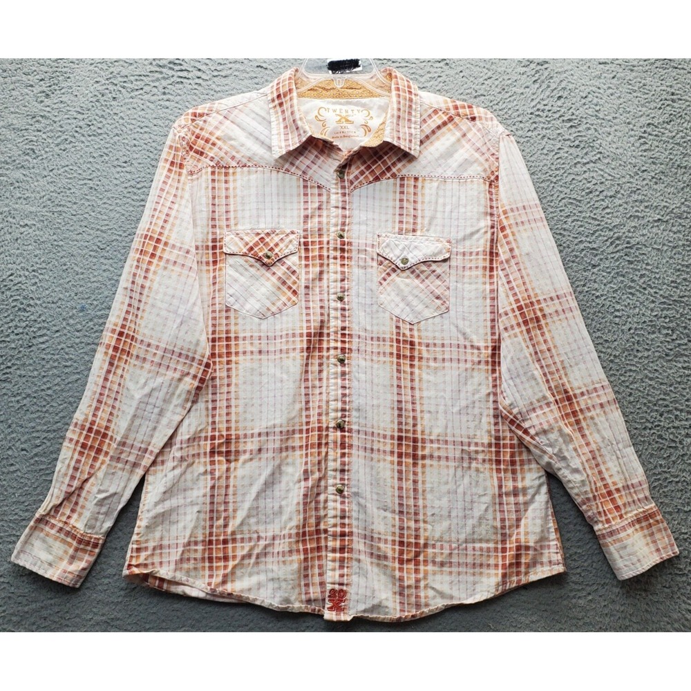Twenty X Shirt Mens 2XL Multi Plaid Check‎ Western Pockets Collared Button Down